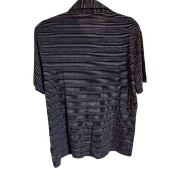 NWT Structure Slim Fit Mens Black Striped Polo Shirt SZ Large - Picture 2 of 5